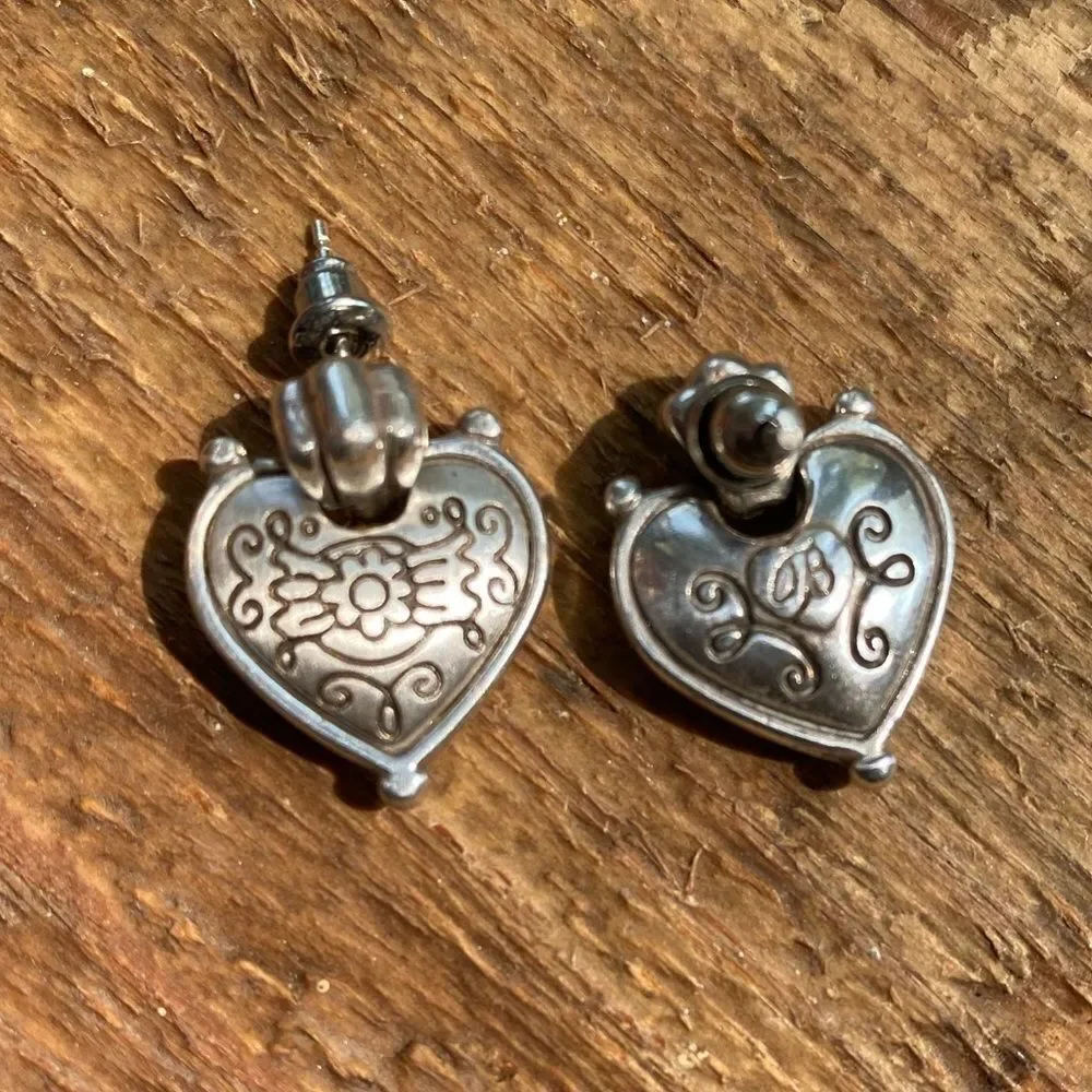 Brighton retired etched heart swivel post‎ earring